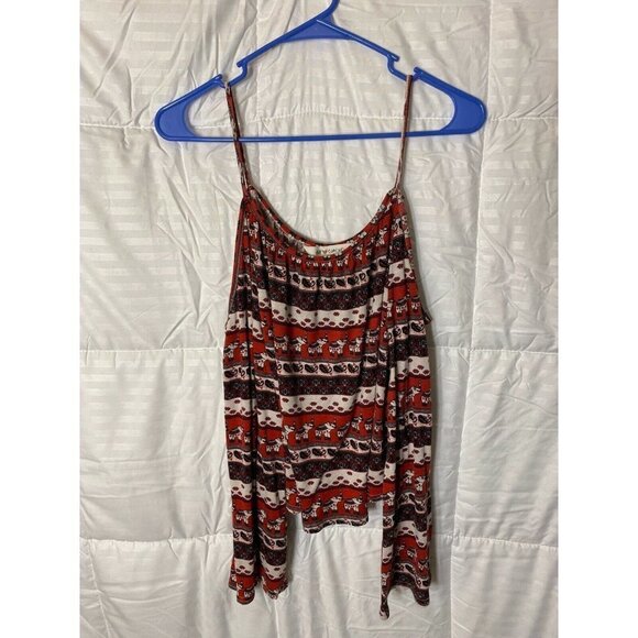H M COACHELLA WOMENS COLD SHOULDER SHIRT TOP BLOUSE SIZE LARGE L ELEPHANT DESIGN - Picture 1 of 3